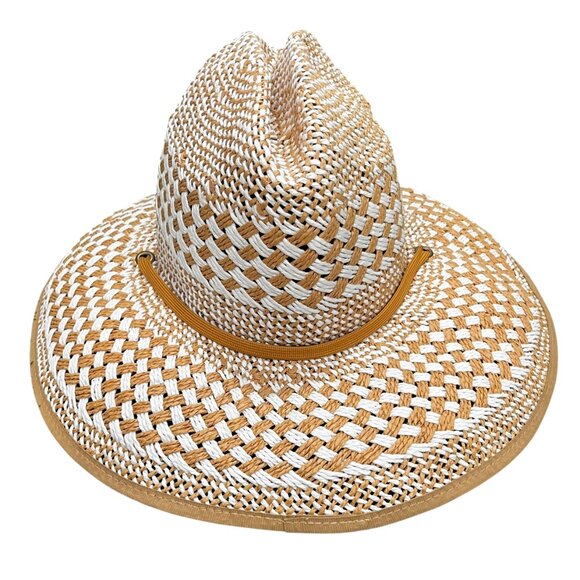 BP Women's Coastal Cowgirl Woven Straw Hat Wide Brim with Tie Strap Resort OS - Picture 4 of 10